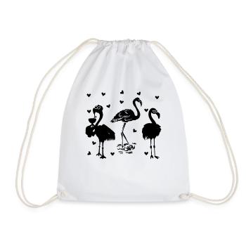 Cute Flamingo Pink Flamingos - Drawstring Bag - white - Front