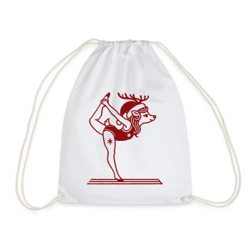 Funny Yoga Reindeer Christmas Relaxation - Drawstring Bag - white - Front