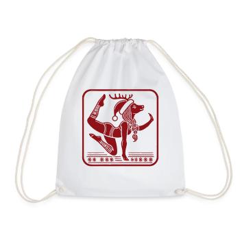 Funny Yoga Reindeer Christmas - Drawstring Bag - white - Front