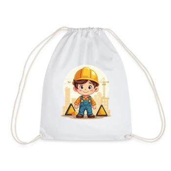 Construction Worker Design – Cute Motif for Kids - Drawstring Bag - white - Front
