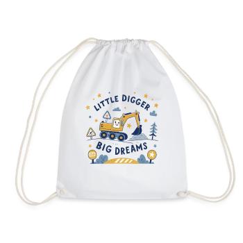 Little Digger Big Dreams – Cute Excavator Design - Drawstring Bag - white - Front
