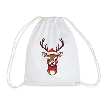 Merry Reindeer Christmas Look - Drawstring Bag - white - Front