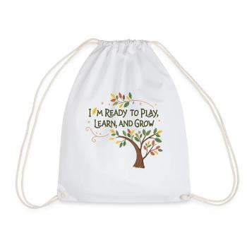Learning and growing through play – children's motif design - Drawstring Bag - white - Front