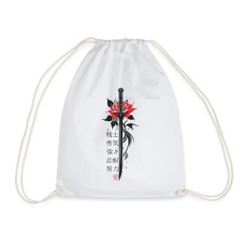 Japan Characters Sword Rose Aesthetics - Drawstring Bag - white - Front