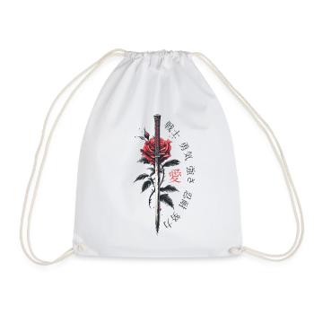 Japan Sword Rose Characters Aesthetics - Drawstring Bag - white - Front