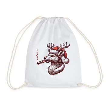 Rentier Papa Mit Weihnachtsmütze - Turnbeutel - Weiß - Vorne