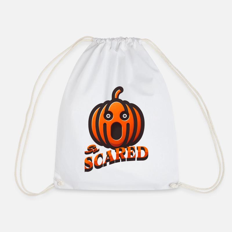 Screaming Pumpkin Halloween - Drawstring Bag - white