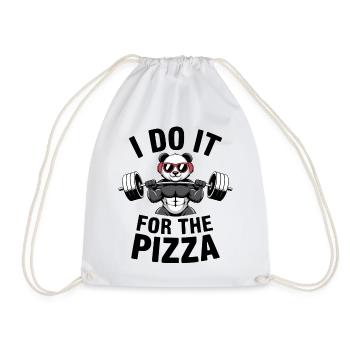 I Do It For The Pizza Barbell Bodybuilder - Drawstring Bag - white - Front