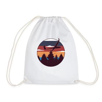 Rc Airplane Glider Model Airplane Pilot - Drawstring Bag - white - Front