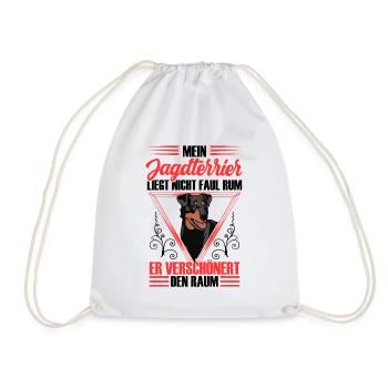 Hunting terrier is not lazy German hunting dog - Drawstring Bag - white - Front