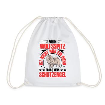 Wolfspitz is my guardian angel Keeshond - Drawstring Bag - white - Front