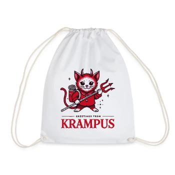 Gruß vom Krampus Katze lustiges Weihnachtsdesign - Turnbeutel - Weiß - Vorne