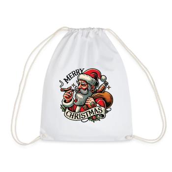 Merry Christmas Cooler Santa Vintage Look - Turnbeutel - Weiß - Vorne