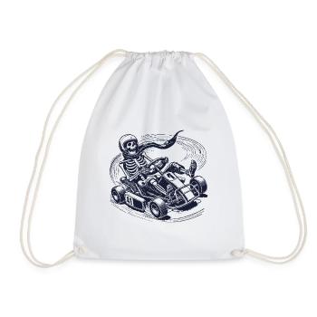 Retro Skeleton Go-Kart Driver Adventure - Drawstring Bag - white - Front
