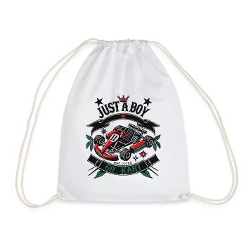 Go-kart loving boy retro style - Drawstring Bag - white - Front