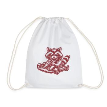 Racer raton laveur sur kart style rétro - Sac de sport léger - blanc - Devant