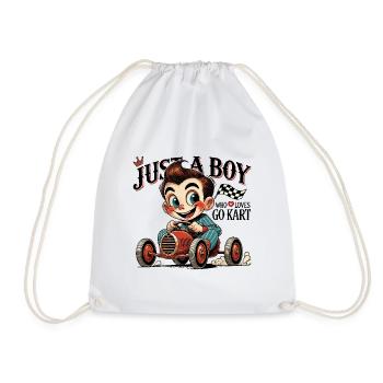 Un garçon qui aime le karting Vintage Cartoon - Sac de sport léger - blanc - Devant