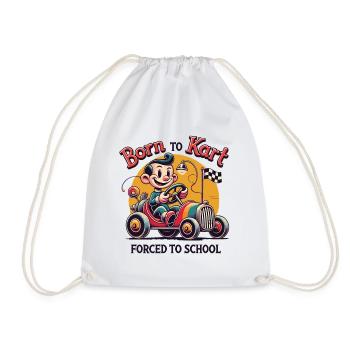 Born To Kart Conduite Dessin animé rétro Go-Kart - Sac de sport léger - blanc - Devant