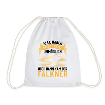 Dann kam der Falkner Beizjagd Falknerei - Turnbeutel - Weiß - Vorne