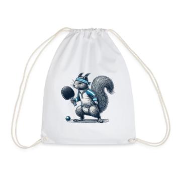 Tennis de table rétro motif écureuil - Sac de sport léger - blanc - Devant