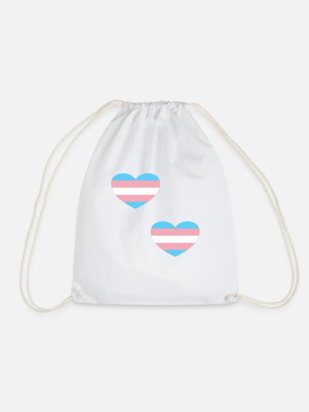 Trans Flagge Herzen - Turnbeutel - Weiß