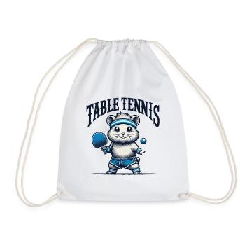 Hamster Retro Vintage Table Tennis Fun - Drawstring Bag - white - Front