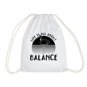 Life Is All About Balance - Flamingo Lover - Drawstring Bag - white - Front