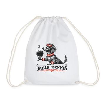 Teckel chien rétro tennis de table aventure - Sac de sport léger - blanc - Devant