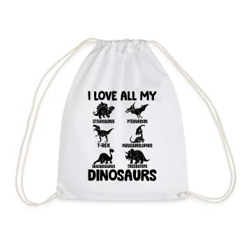 Dinosaur Lover Dino Lover - J’adore tous mes - Sac de sport léger - blanc - Devant