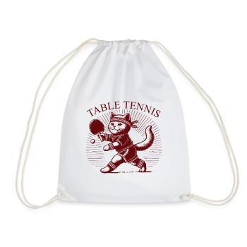 Niedliche Katze Tischtennis Retro Vintage Design - Turnbeutel - Weiß - Vorne