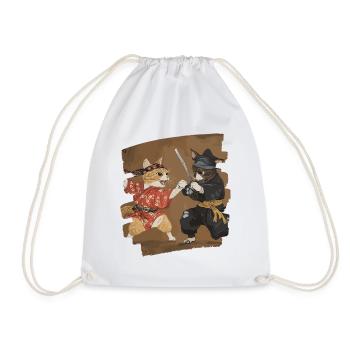 Japanese Cats Fight - Drawstring Bag - white - Front