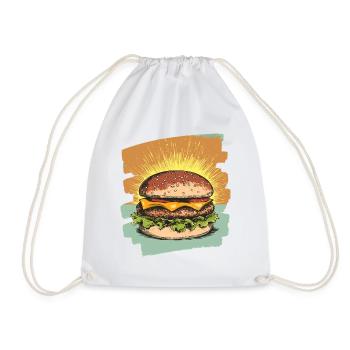 Burger Retro - Drawstring Bag - white - Front