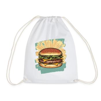 Burger Retro - Drawstring Bag - white - Front