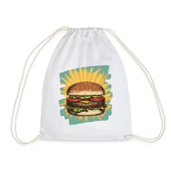 Burger Retro - Drawstring Bag - white - Front