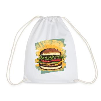 Burger Retro - Drawstring Bag - white - Front