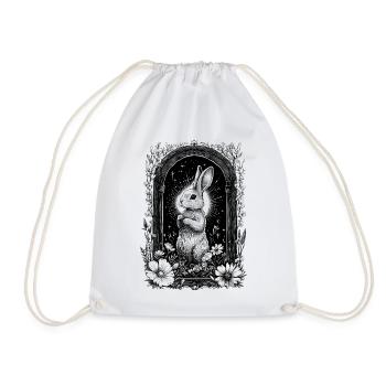 Bohemian Boho Hase Hasenmotiv Frühling Cottagecore - Turnbeutel - Weiß - Vorne