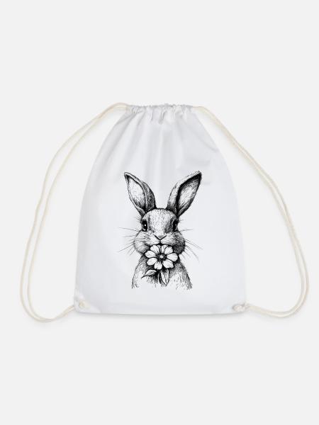 Ostern Hase Blume Blumenhase Cottagecore Frühling - Turnbeutel - Weiß