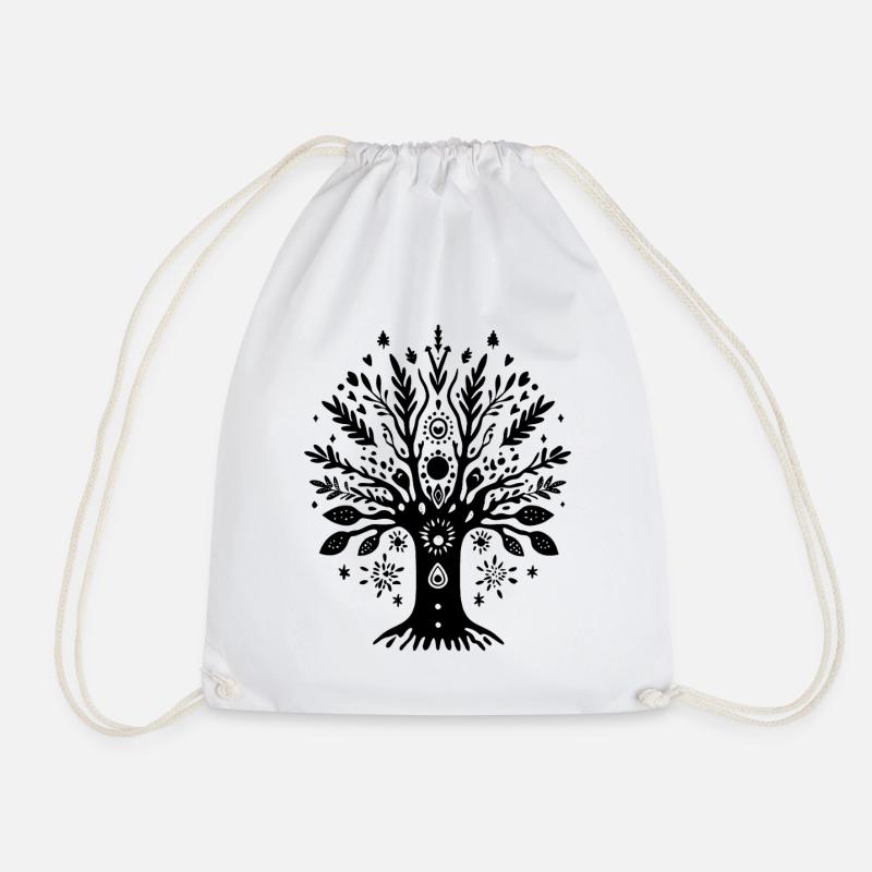 Bohemian Ethno Baum Tribal Natur Boho Geschenk - Turnbeutel - Weiß