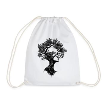Boho Tree Woman Nature Abstract Graphic Mystical - Drawstring Bag - white - Front