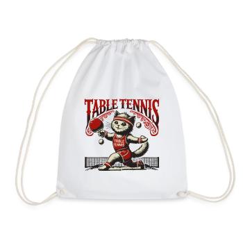 Chat mignon Tennis de table Style vintage Rétro - Sac de sport léger - blanc - Devant