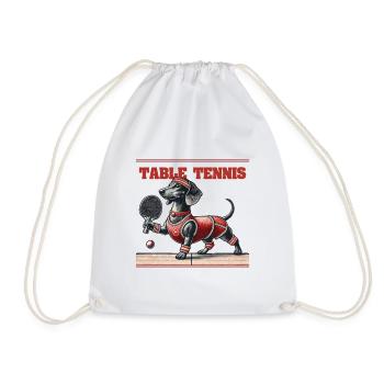 Teckel chien jeu de tennis de table rétro - Sac de sport léger - blanc - Devant