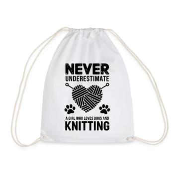 Stricken Spruch Hunde Lustiges Stricken Geschenk - Turnbeutel - Weiß - Vorne