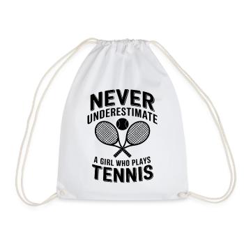 Tennis Saying Girl Funny Tennis Gift - Drawstring Bag - white - Front
