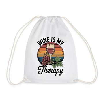 Wine Is My Therapy Wine Glass Outfit for - Drawstring Bag - white - Front