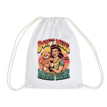 Leg dich nicht mit Mama Bär Retro Lustiges Geschenk an - Turnbeutel - Weiß - Vorne