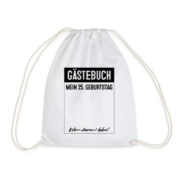 Gästebuch 25 Jahre alt 25. Geburtstag - Turnbeutel - Weiß - Vorne