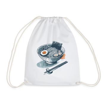 Ramen Noodles Retro Ukiyo-E Streetwear Anime Japan - Drawstring Bag - white - Front
