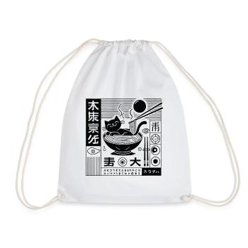 Japanese Retro Ukiyo-E Ramen Noodles Streetwear - Drawstring Bag - white - Front