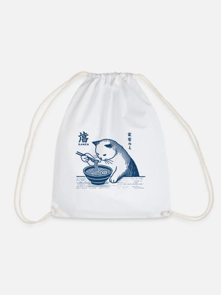 Katzen Und Ramen Nudeln Kawaii Retro Japan - Turnbeutel - Weiß