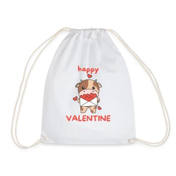Kuh zum Valentinstag süße Tiere mit Herzen - Turnbeutel - Weiß - Vorne
